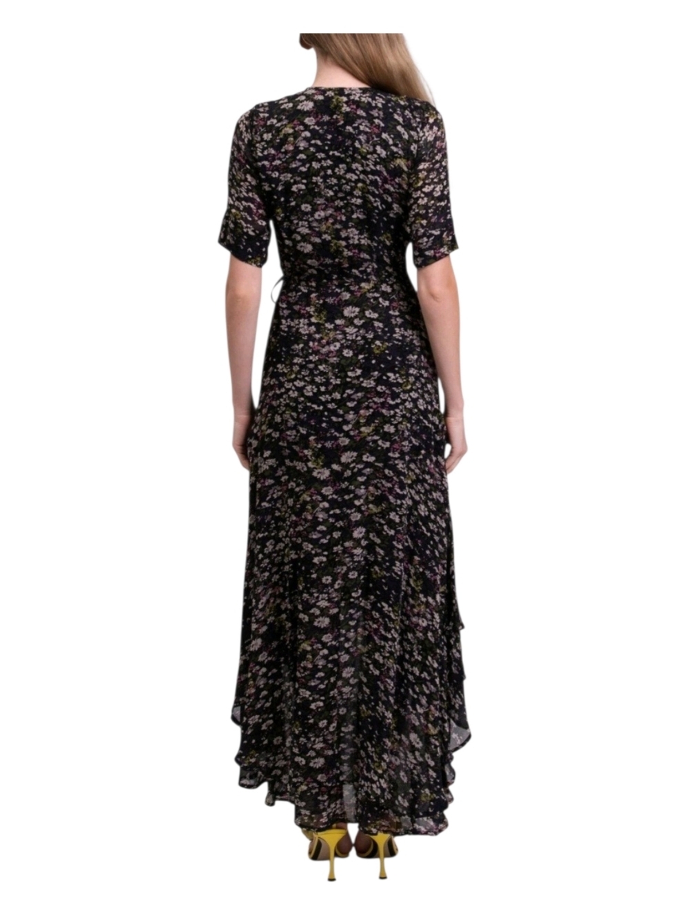 GANNI Crepe Wrap Dress EU34 US4 S Floral Print Asymmetric V-Neck NWT - Picture 3 of 13